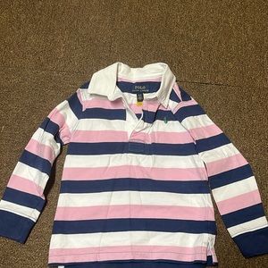 Ralph Lauren polo long sleeve pink and blue button shirt 4t
